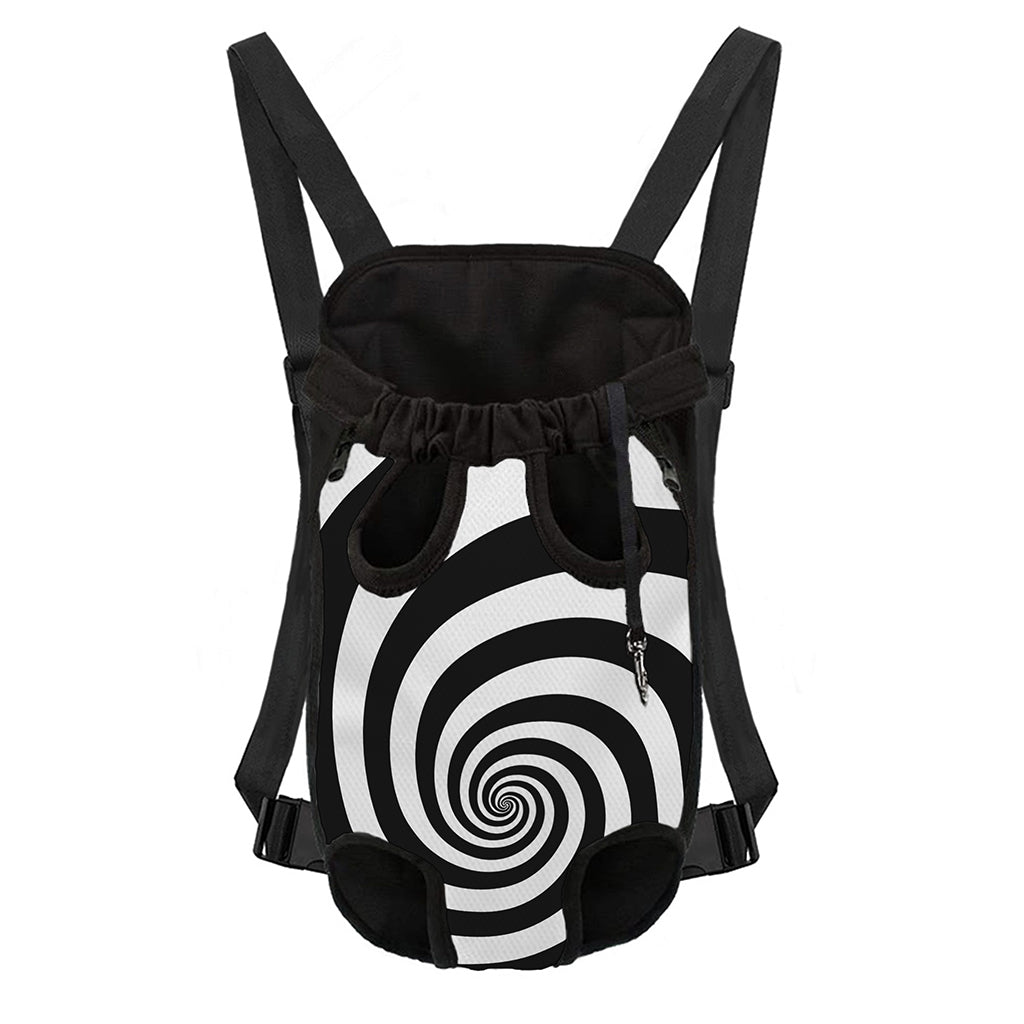 Black And White Spiral Illusion Print Pet Carrier Backpack
