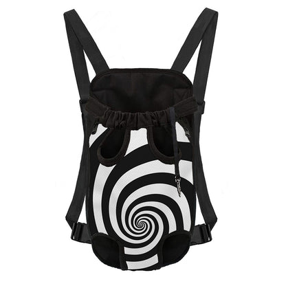 Black And White Spiral Illusion Print Pet Carrier Backpack