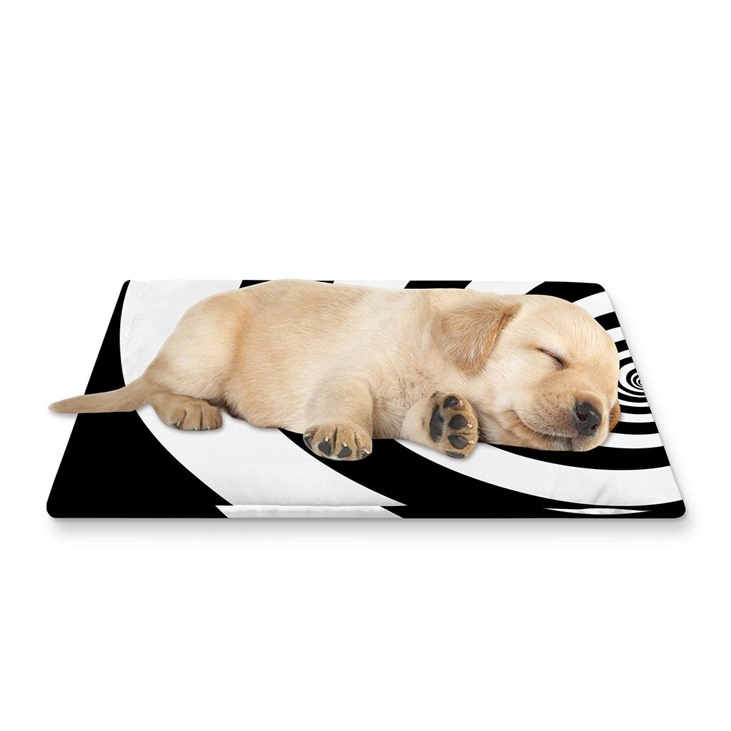 Black And White Spiral Illusion Print Pet Cooling Mat Cover