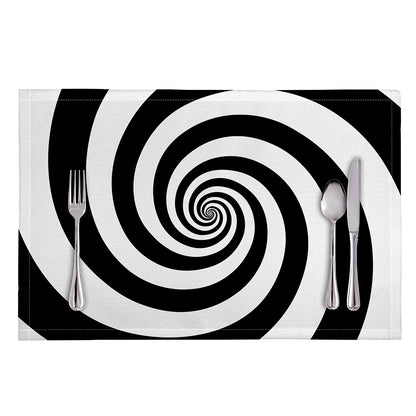 Black And White Spiral Illusion Print Placemat