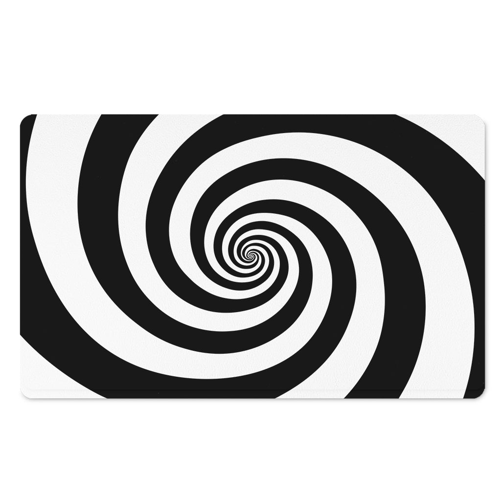 Black And White Spiral Illusion Print Polyester Doormat