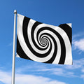Black And White Spiral Illusion Print Polyester Flag