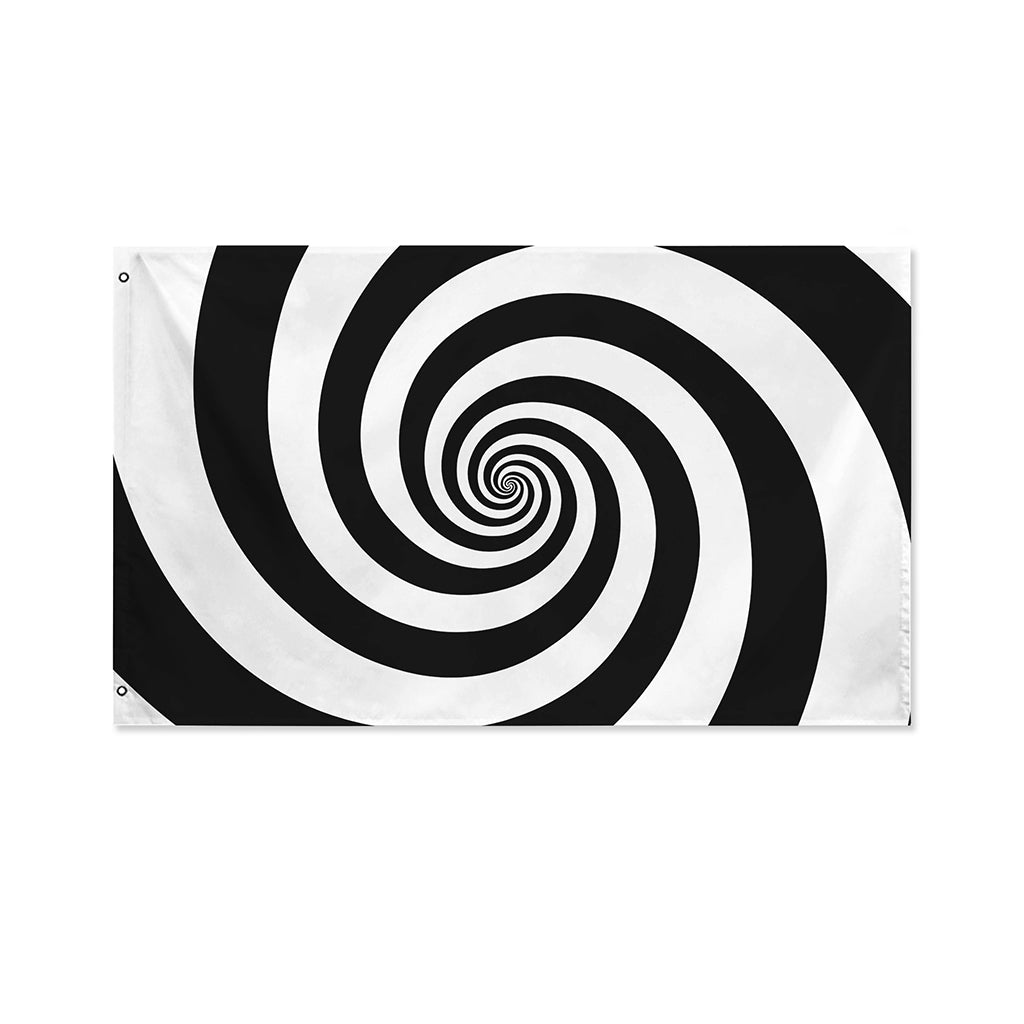 Black And White Spiral Illusion Print Polyester Flag