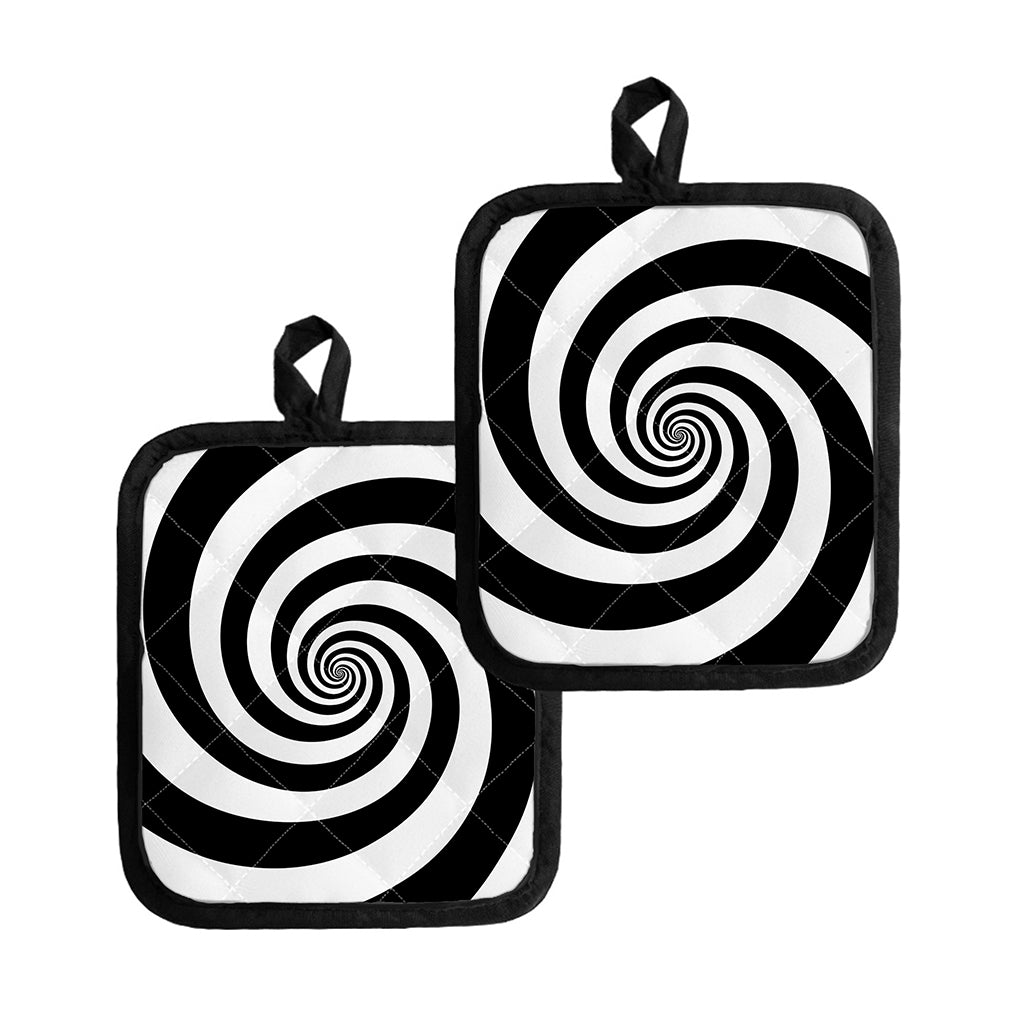 Black And White Spiral Illusion Print Pot Holders