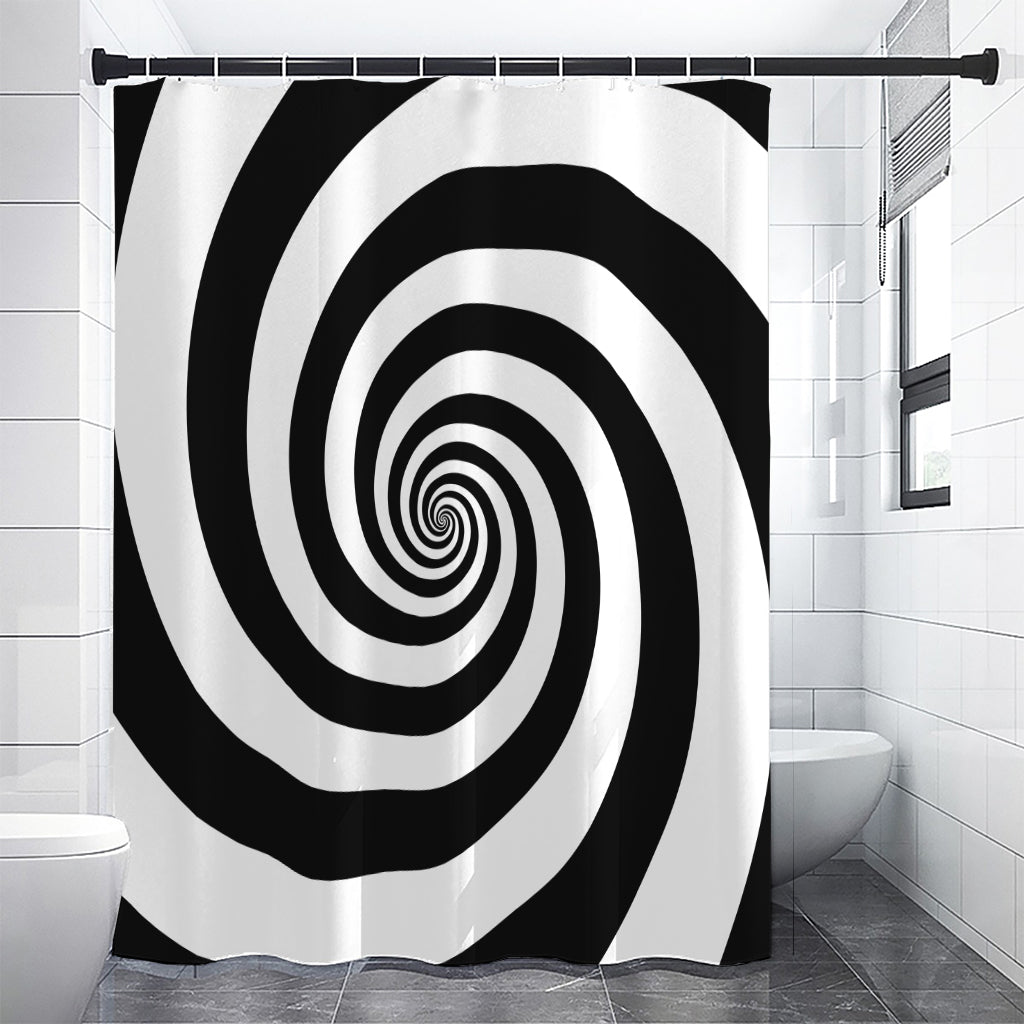 Black And White Spiral Illusion Print Premium Shower Curtain