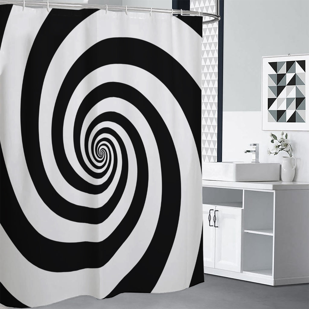 Black And White Spiral Illusion Print Premium Shower Curtain