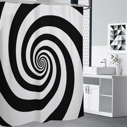 Black And White Spiral Illusion Print Premium Shower Curtain