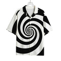 Black And White Spiral Illusion Print Rayon Hawaiian Shirt