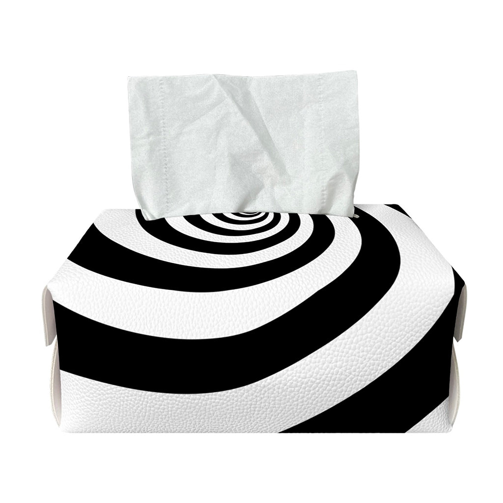 Black And White Spiral Illusion Print Rectangle Tissue Box Cover