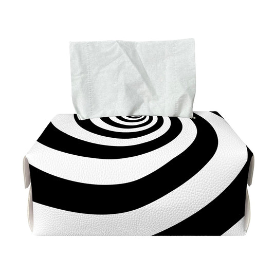Black And White Spiral Illusion Print Rectangle Tissue Box Cover