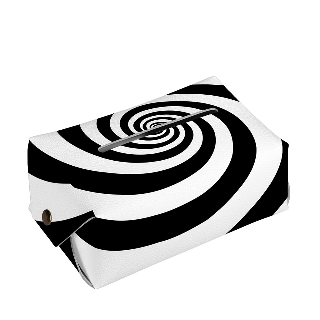 Black And White Spiral Illusion Print Rectangle Tissue Box Cover