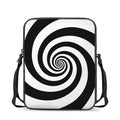 Black And White Spiral Illusion Print Rectangular Crossbody Bag