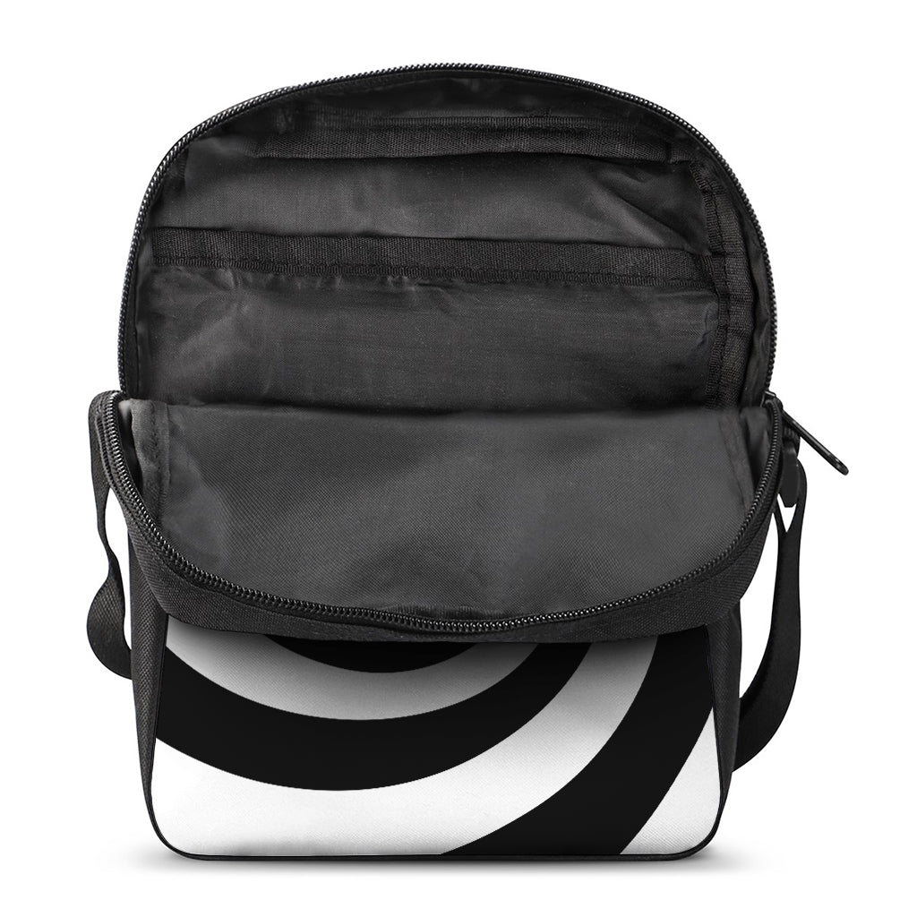 Black And White Spiral Illusion Print Rectangular Crossbody Bag