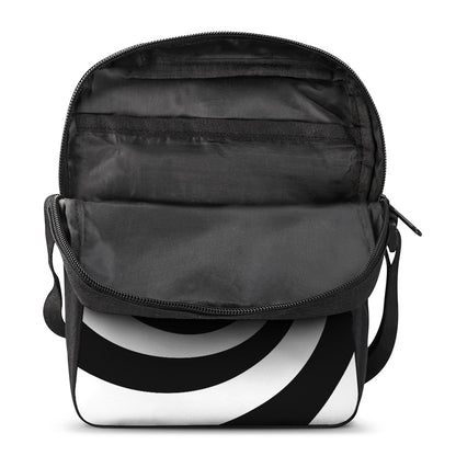 Black And White Spiral Illusion Print Rectangular Crossbody Bag
