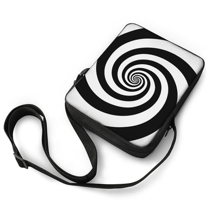 Black And White Spiral Illusion Print Rectangular Crossbody Bag