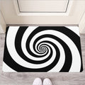 Black And White Spiral Illusion Print Rubber Doormat