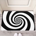 Black And White Spiral Illusion Print Rubber Doormat
