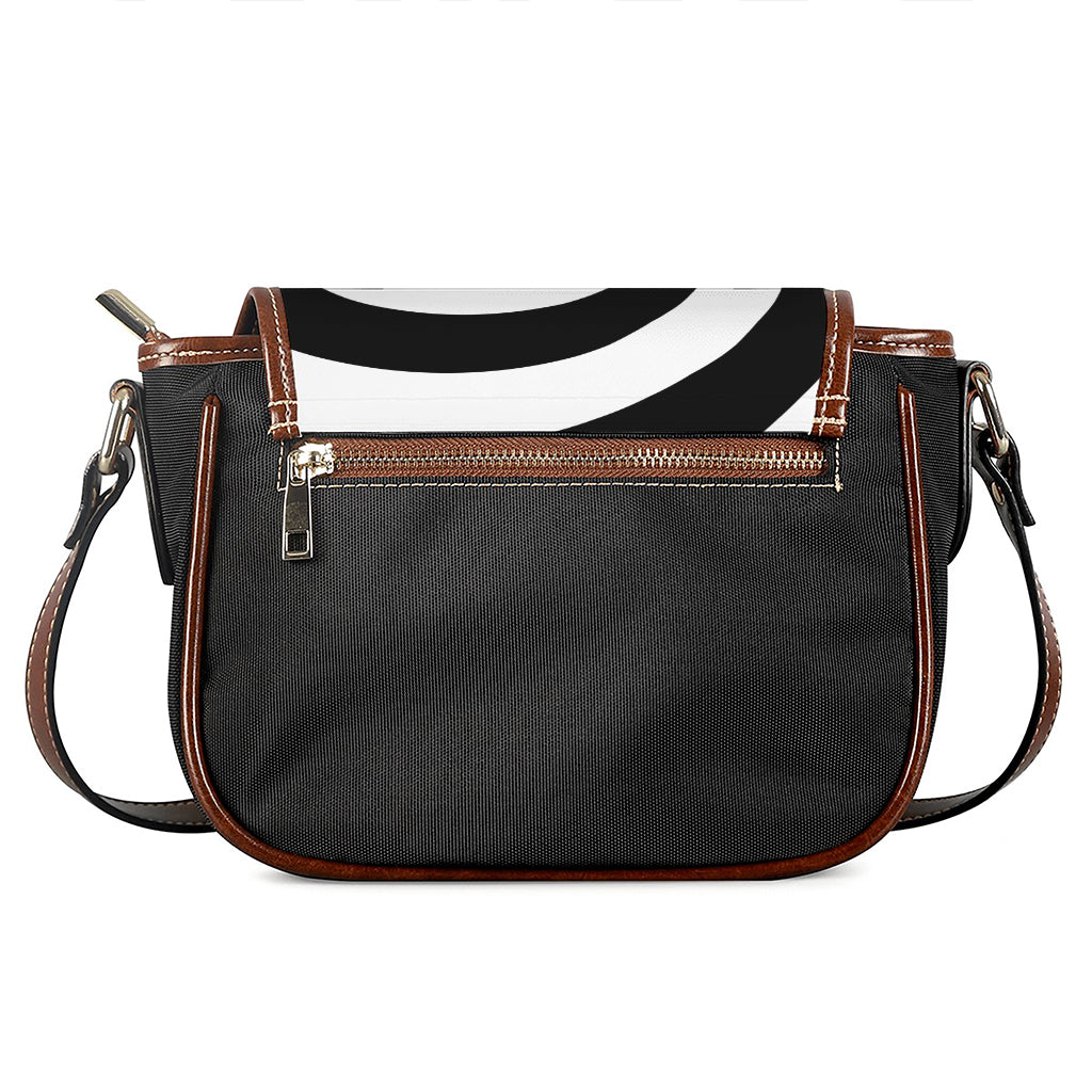 Black And White Spiral Illusion Print Saddle Bag
