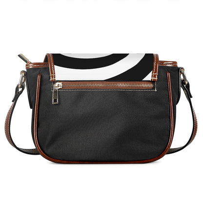 Black And White Spiral Illusion Print Saddle Bag
