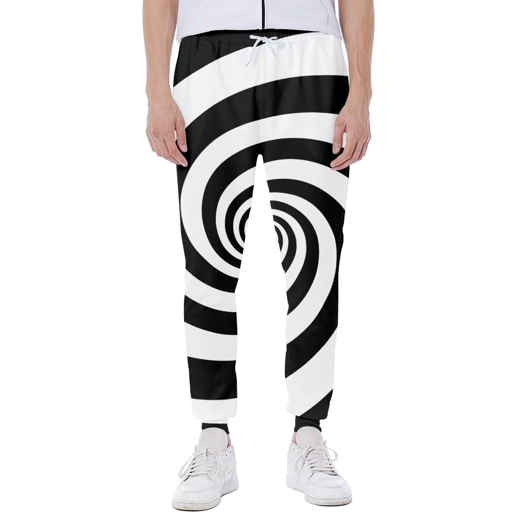 Black And White Spiral Illusion Print Scuba Joggers