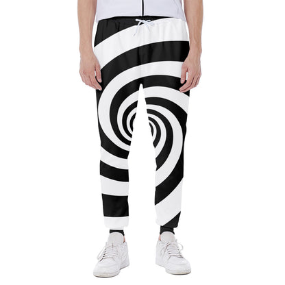 Black And White Spiral Illusion Print Scuba Joggers
