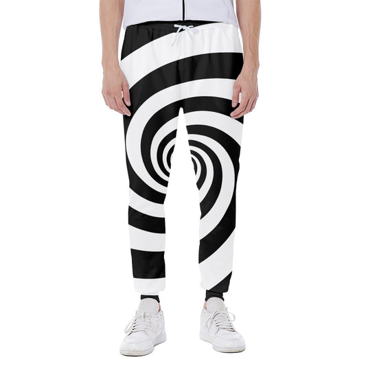 Black And White Spiral Illusion Print Scuba Joggers