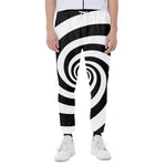 Black And White Spiral Illusion Print Scuba Joggers