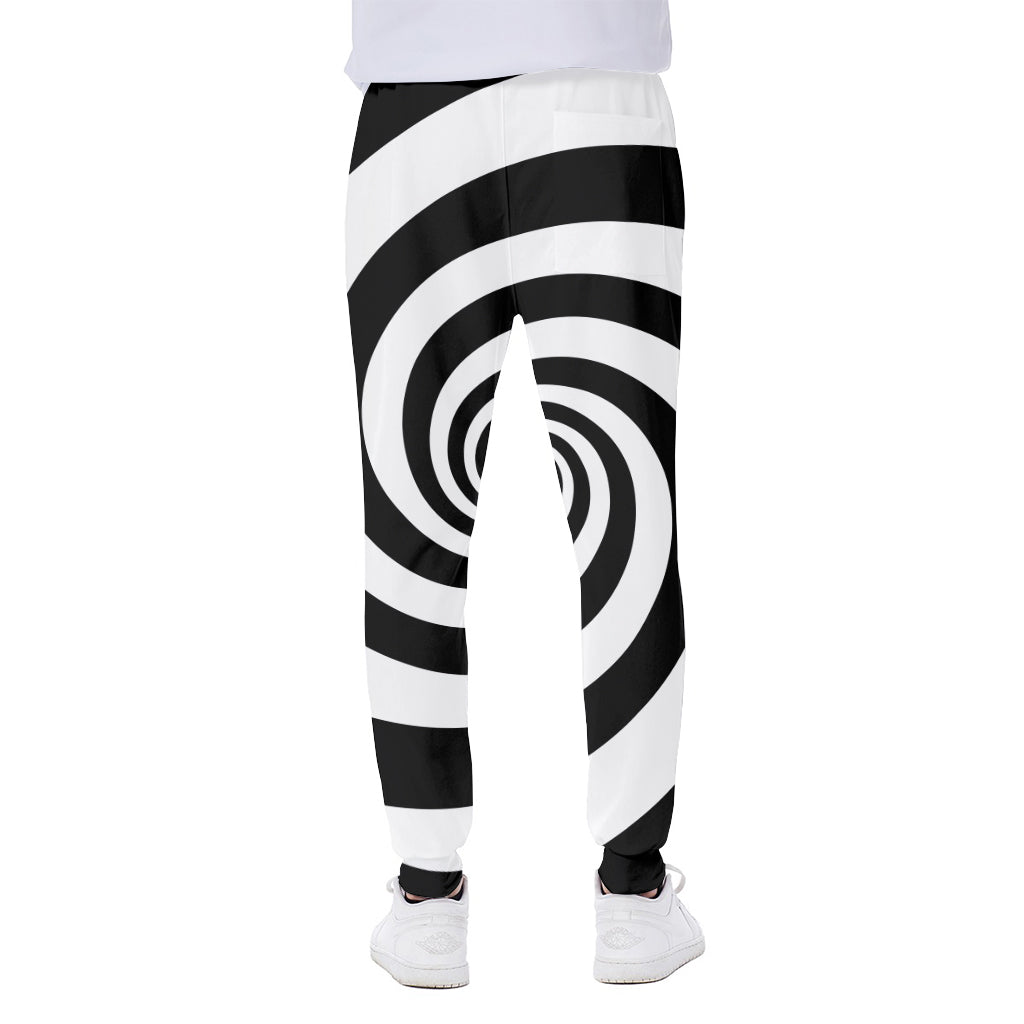 Black And White Spiral Illusion Print Scuba Joggers