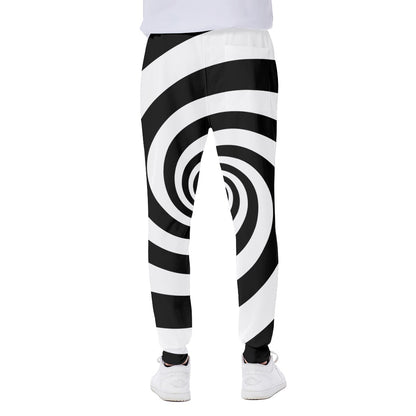 Black And White Spiral Illusion Print Scuba Joggers
