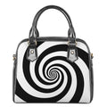 Black And White Spiral Illusion Print Shoulder Handbag