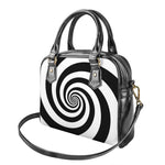 Black And White Spiral Illusion Print Shoulder Handbag