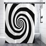 Black And White Spiral Illusion Print Shower Curtain