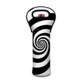Black And White Spiral Illusion Print Single Neoprene Wine Tote