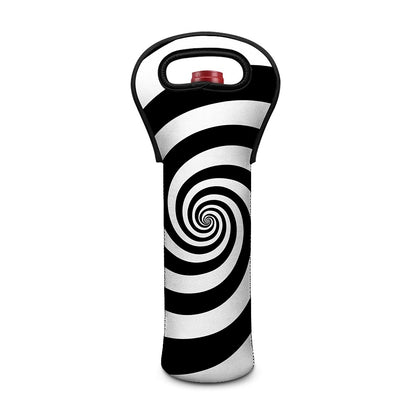 Black And White Spiral Illusion Print Single Neoprene Wine Tote