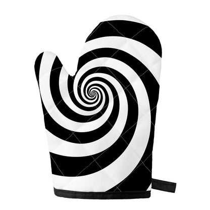 Black And White Spiral Illusion Print Single Oven Mitt