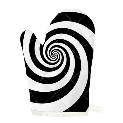 Black And White Spiral Illusion Print Single Oven Mitt