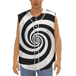 Black And White Spiral Illusion Print Sleeveless Baseball Jersey