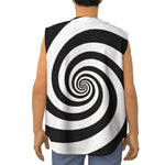 Black And White Spiral Illusion Print Sleeveless Baseball Jersey