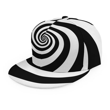 Black And White Spiral Illusion Print Snapback Cap