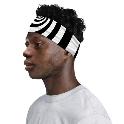 Black And White Spiral Illusion Print Sports Headband