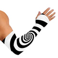 Black And White Spiral Illusion Print Sun Protection Arm Sleeves