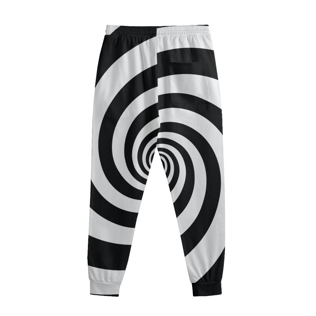 Black And White Spiral Illusion Print Sweatpants