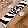 Black And White Spiral Illusion Print Table Runner