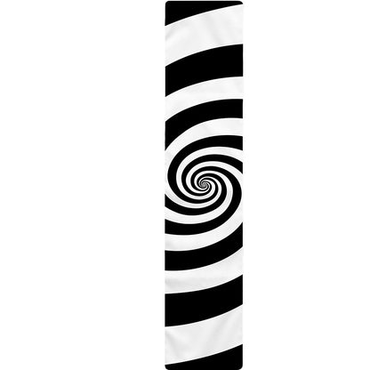Black And White Spiral Illusion Print Table Runner