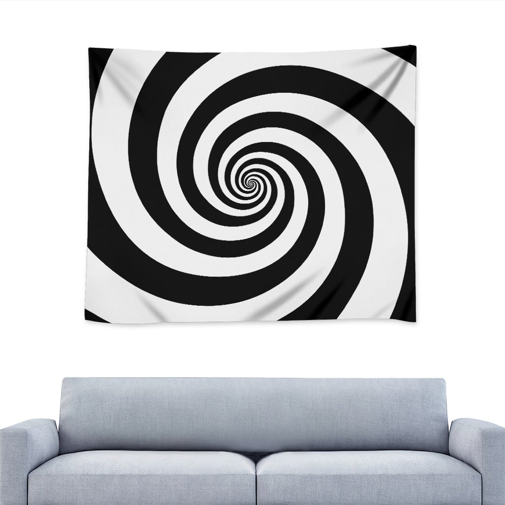Black And White Spiral Illusion Print Tapestry