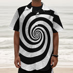 Black And White Spiral Illusion Print Textured Short Sleeve Shirt
