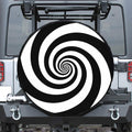 Black And White Spiral Illusion Print Tire Cover
