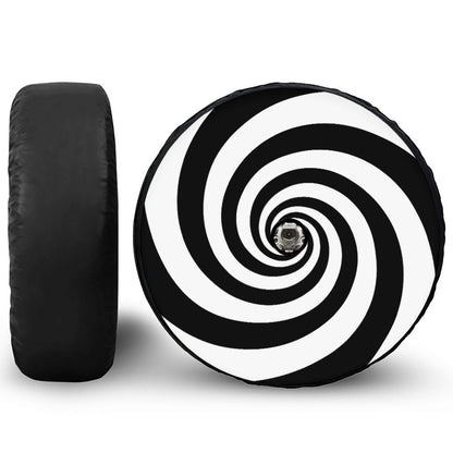 Black And White Spiral Illusion Print Tire Cover With Camera Hole