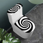 Black And White Spiral Illusion Print Toilet Lid And Tank Cover Set