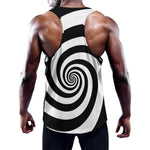 Black And White Spiral Illusion Print Training Tank Top